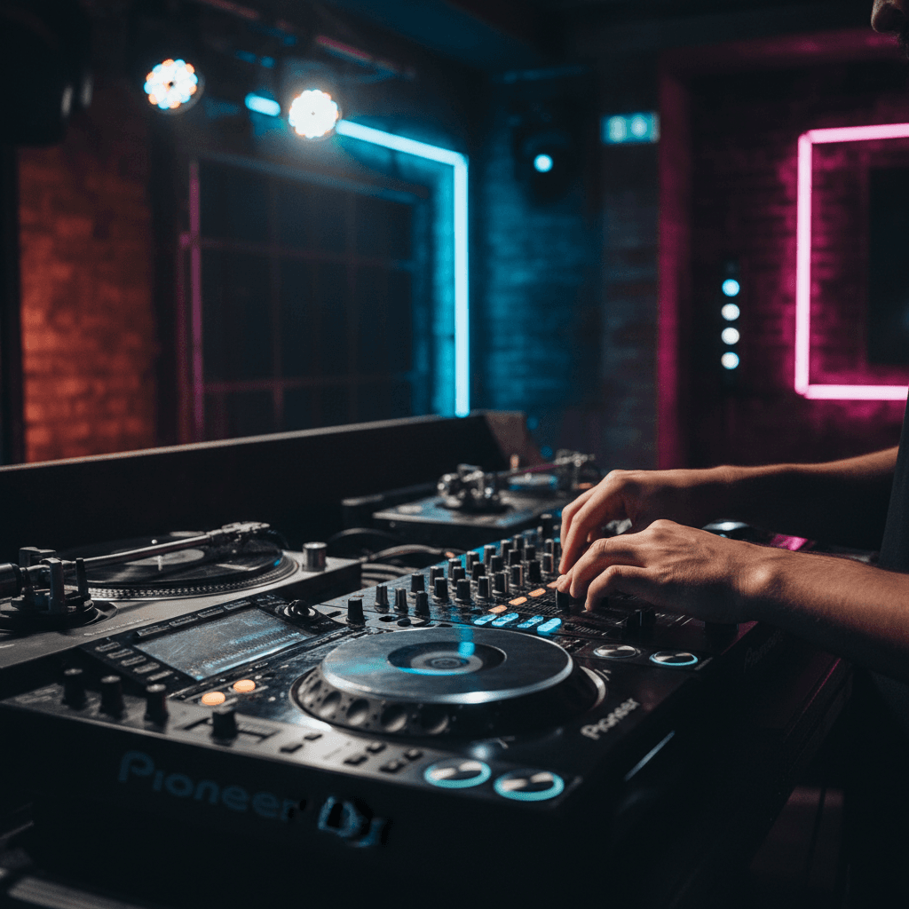 DJ an den Turntables bei einem Live-Event